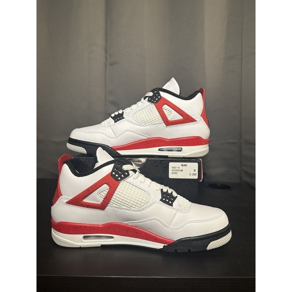 New Jordan 4 Retro Mid Red Cement Men’s Sz 10.5 (DH6927-161) DS Ship Fast! - Picture 2 of 7